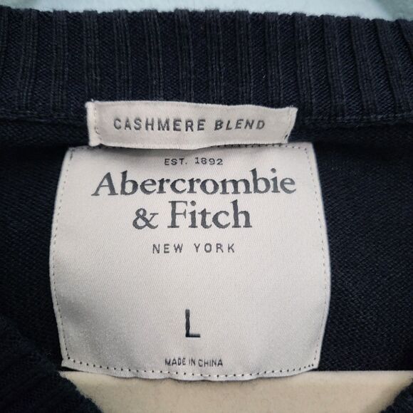 Vtg ABERCROMBIE & FITCH Sweater NWT Mens L Black Long Sleeve Cashmere Blend - Picture 2 of 7